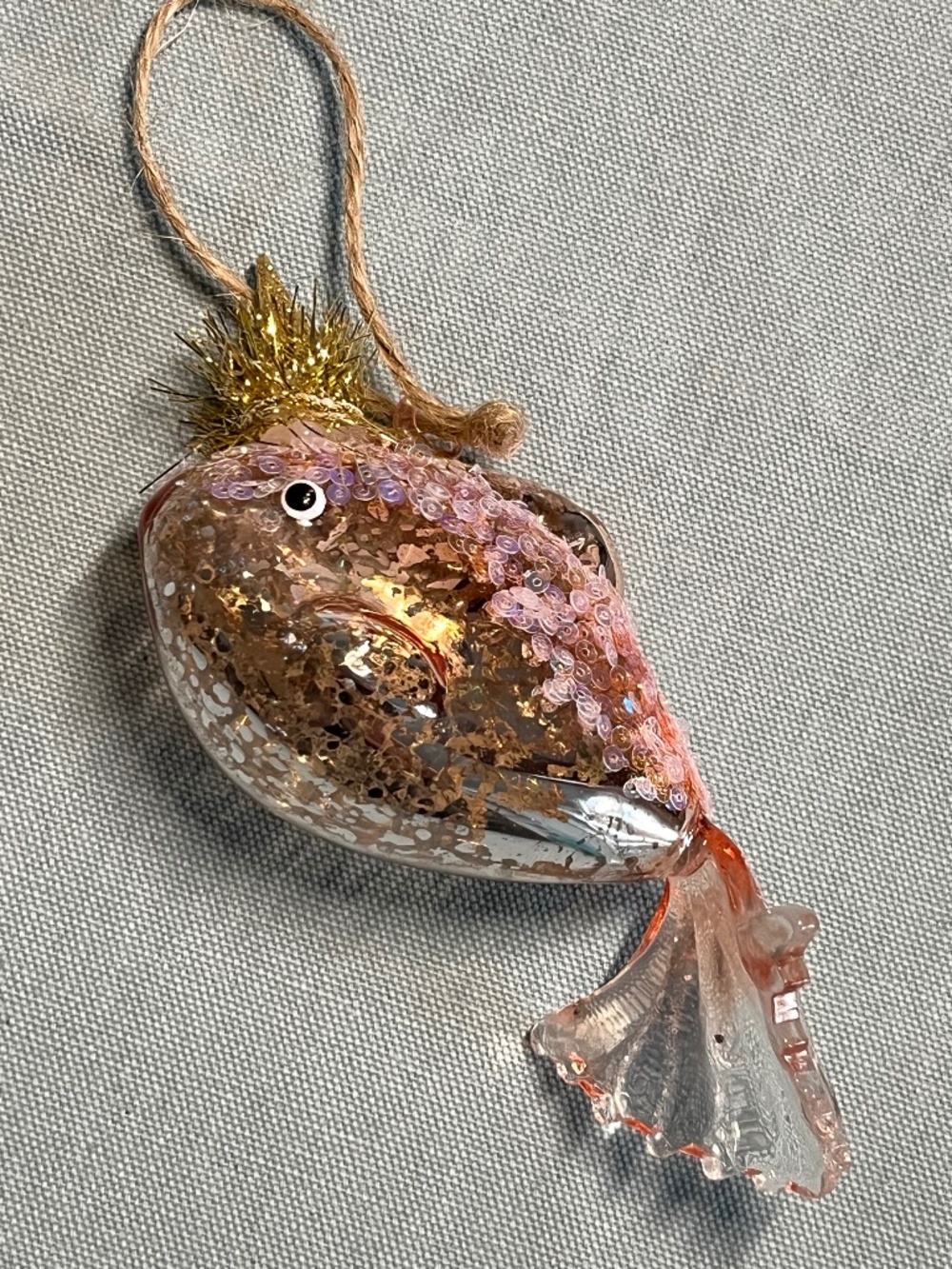 Pottery. Barn Blown Glass Birthday Fish Ornament